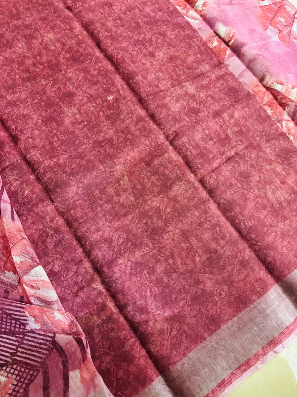 ABSTRACT LINEN ( BRICK RED )