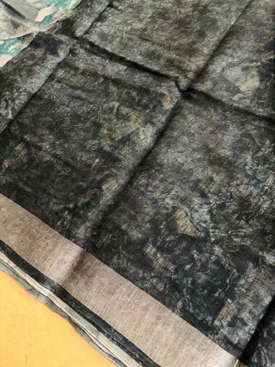 ABSTRACT LINEN ( GREY BLUE )