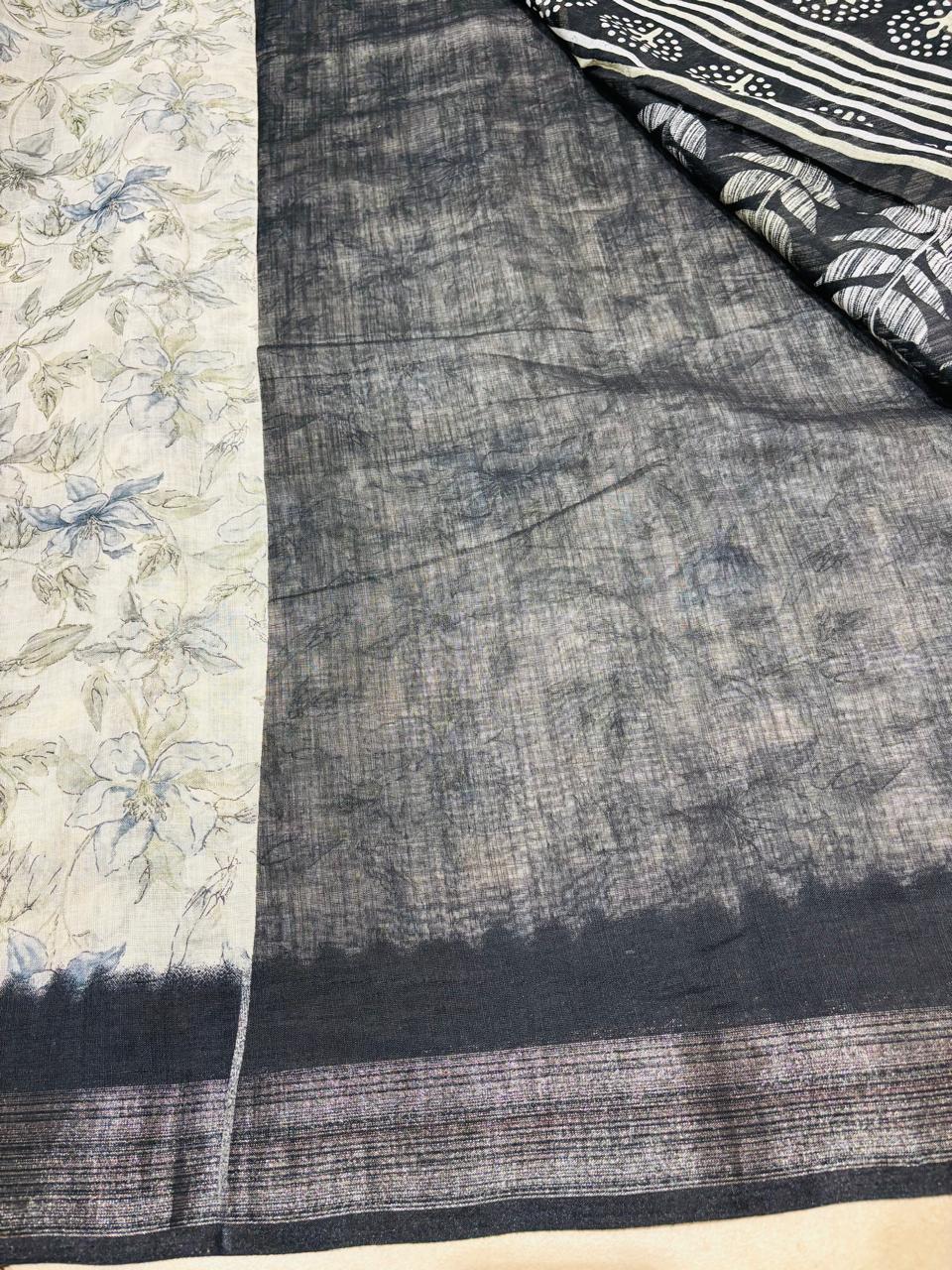 FLORAL LINEN ( BLACK & WHITE )