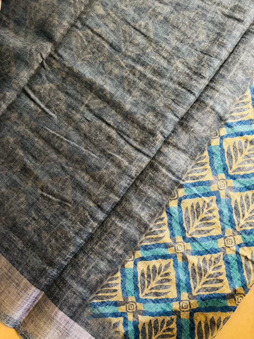 FLORAL LINEN ( BLUE GREY )