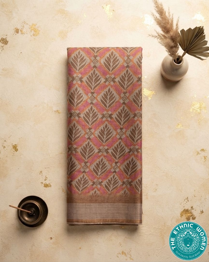 FLORAL LINEN ( BROWN )