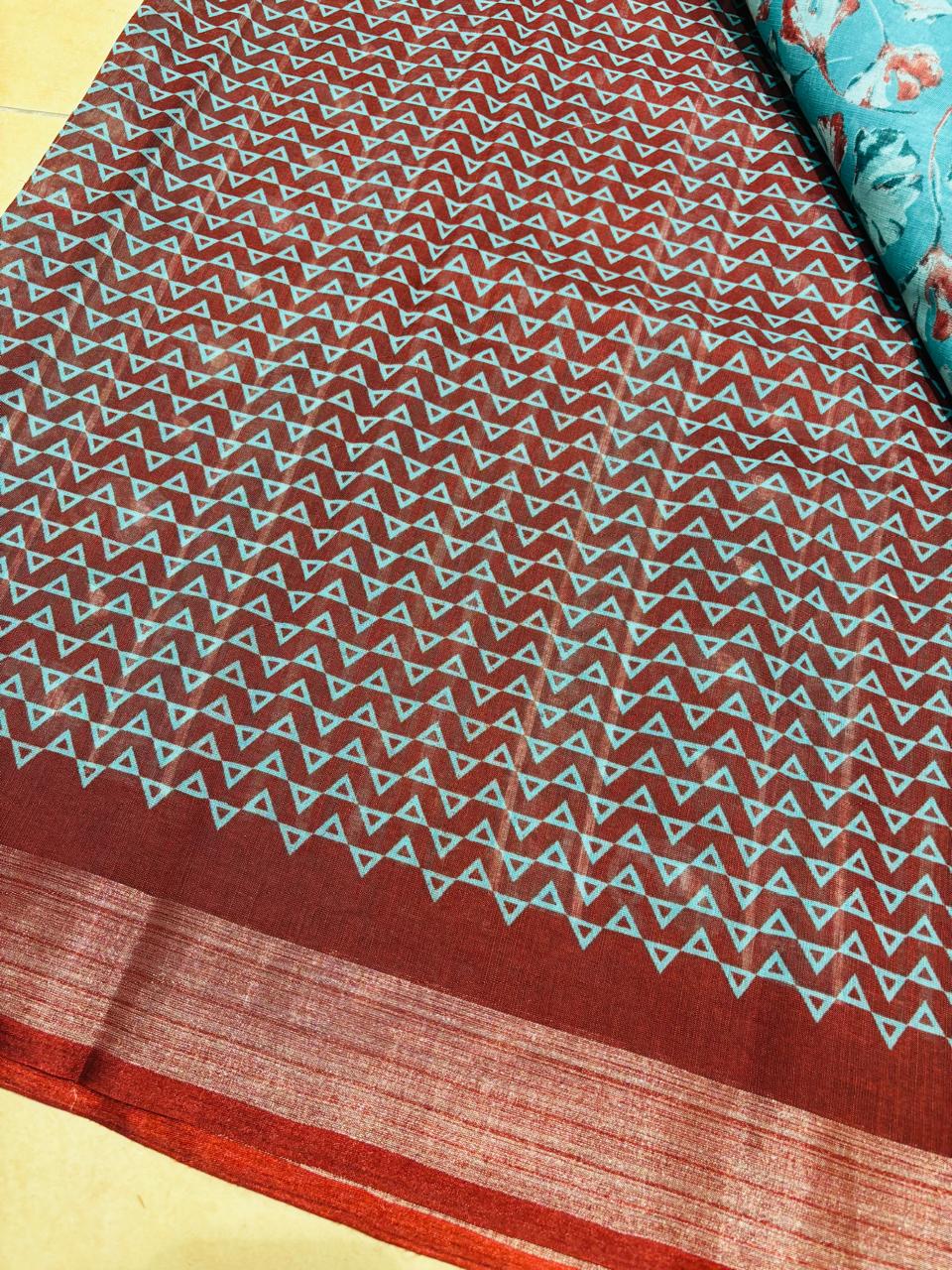 FLORAL LINEN CONTRAST (AQUA GREEN)