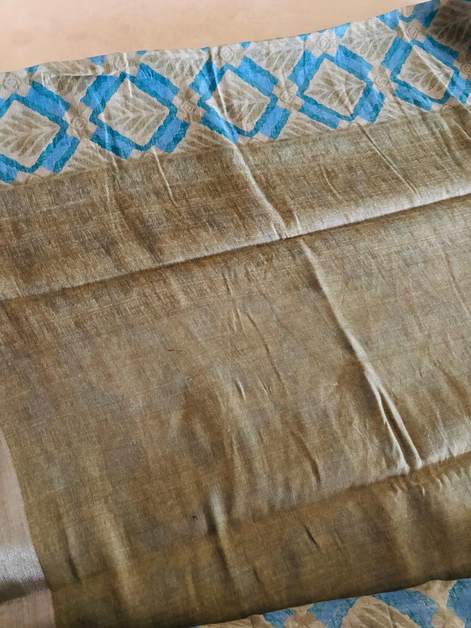 FLORAL LINEN ( MEHANDI GREEN )