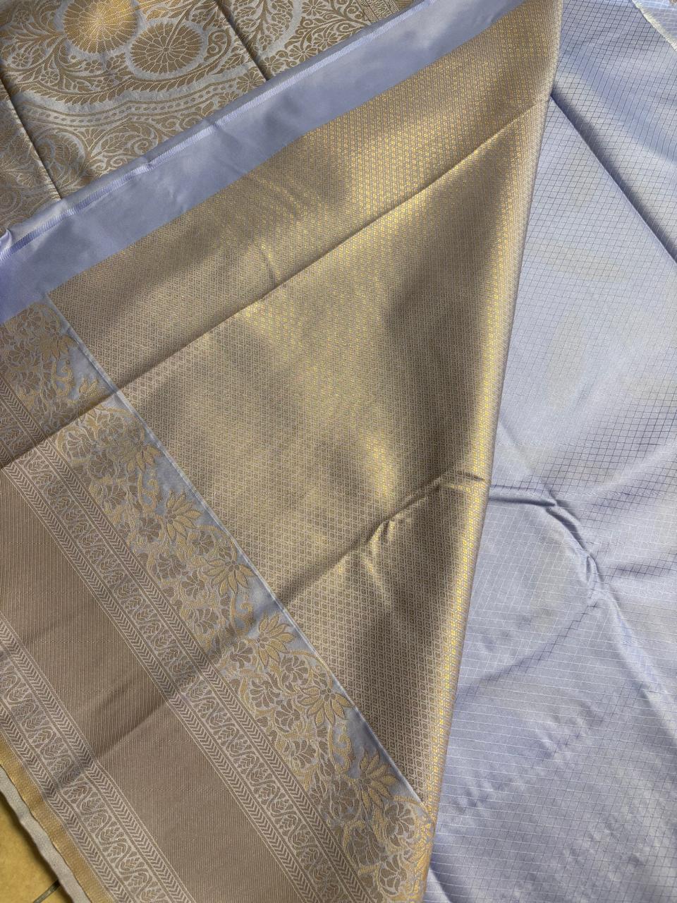 Kanchi Soft Silk( Podwer Blue)