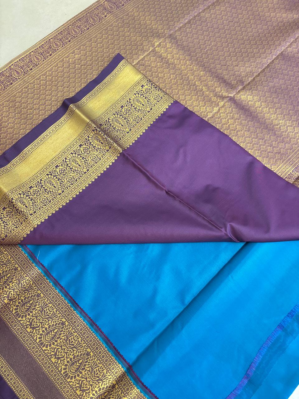 Kanchi Soft Silk( Rama Blue with Purple)