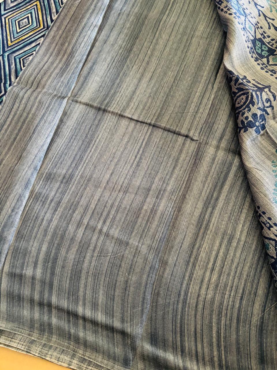 KHADI SILK DIAMOND  ( BLUE )