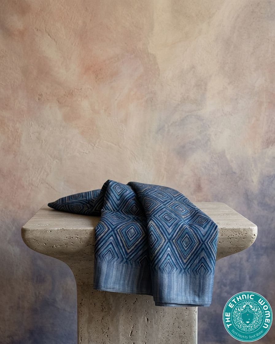 KHADI SILK DIAMOND  ( BLUE )