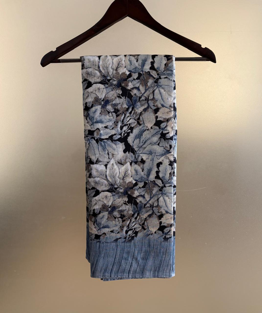 KHADI SILK LEAF ( BLUE GREY)