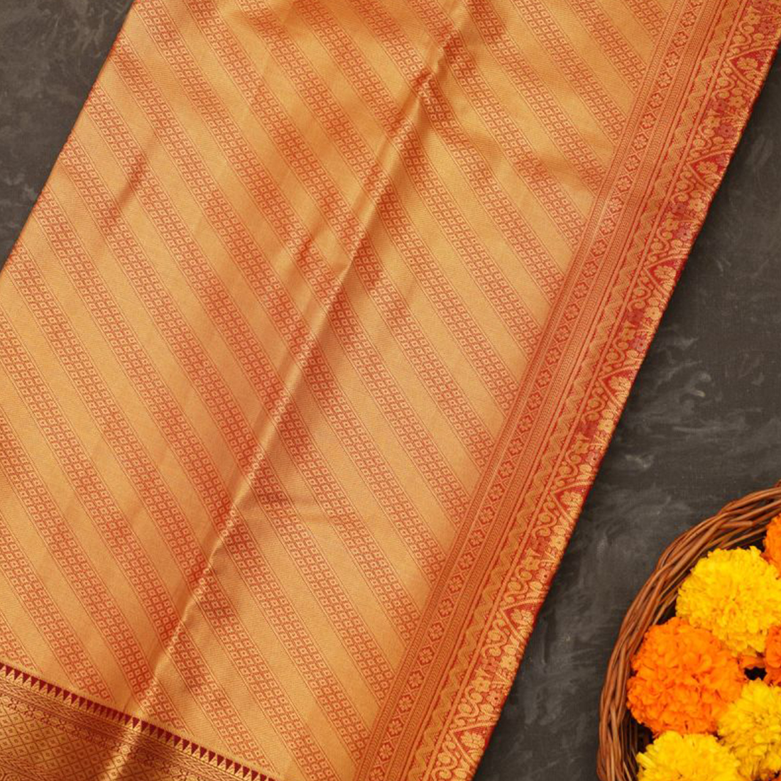 Semi Pattu Tissue Silk Marron Saree