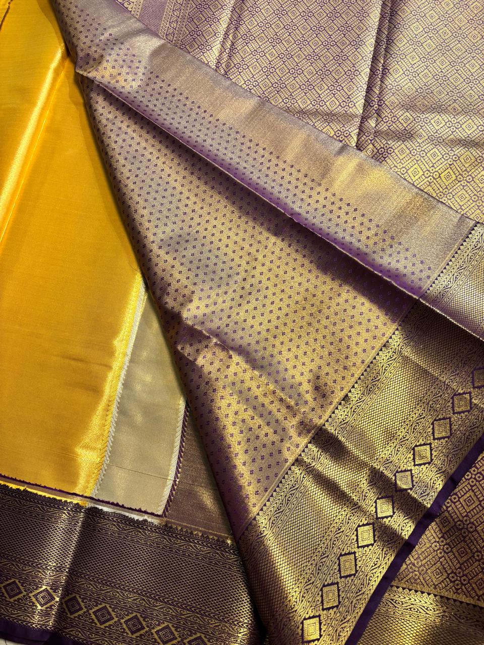 Semi Tissue Silk (Yellow with Purple)
